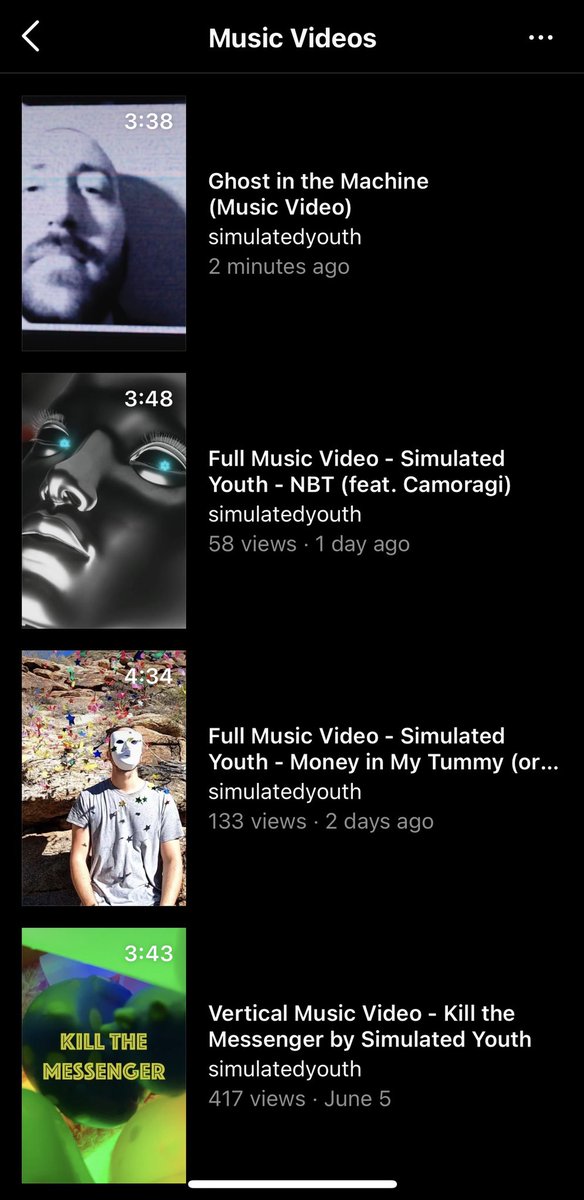 I’ve uploaded my past 4 music videos to IGTV: instagram.com/simulatedyouth/

Tomorrow I’ll drop the lyric video for Digital Memories feat. <a href="/RIELLE_VOX/">RIΣLLΣ</a> 

#altmusic #altpop #altrap #experimental