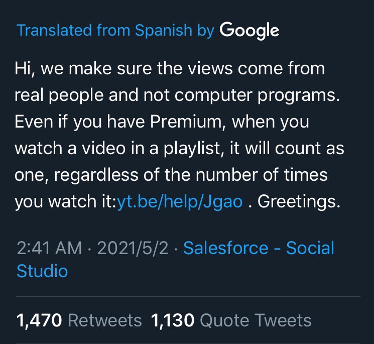TGlobalPH's tweet photo. A thread of “PLAYLIST” tweet made by @/TeamYouTube

(The primary tweet were deleted)🚨
🔥the tweet contains as i quote “ 1 view count only per song in the playlist”
• below is the follow up tweet. And its English trans.

Link of the tweet🔗 https://t.co/vHPanDqNQC
Continue+ https://t.co/WAh6zTCoWz