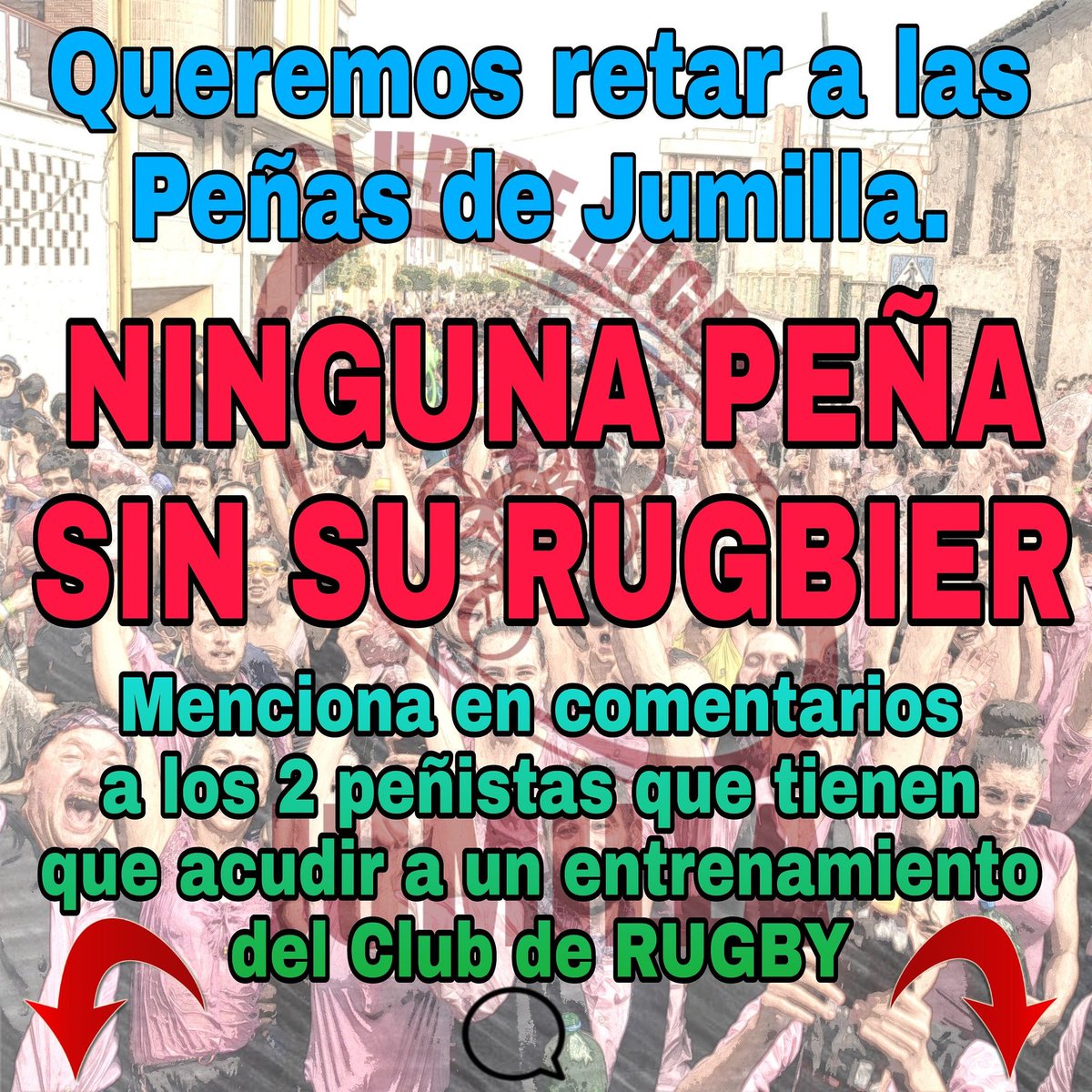 Venga jumillanos, a ver que miembros de vuestras peñas serían los ideales para probar el rugby.

ETIQUETA A DOS DE ELLOS/AS EN LOS COMENTARIOS.

Manda pantallazo a todos los peñistas que conozcas. 😉😉