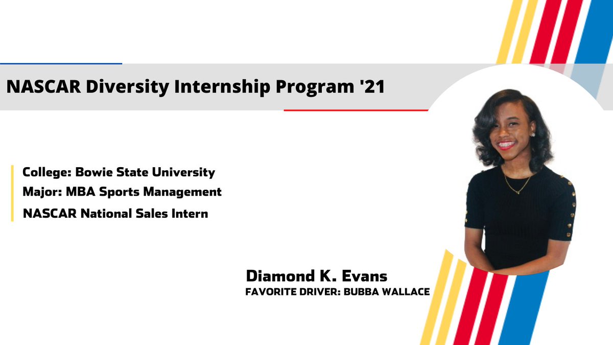 NASCARDiversity's tweet photo. Interning with national sales Diamond Evans increased her understanding of the sales process. As an integral part of the team she coordinated sponsorship engagement & outreach.
#NationalInternDay | #NDIP21 https://t.co/blsCQ3zro6