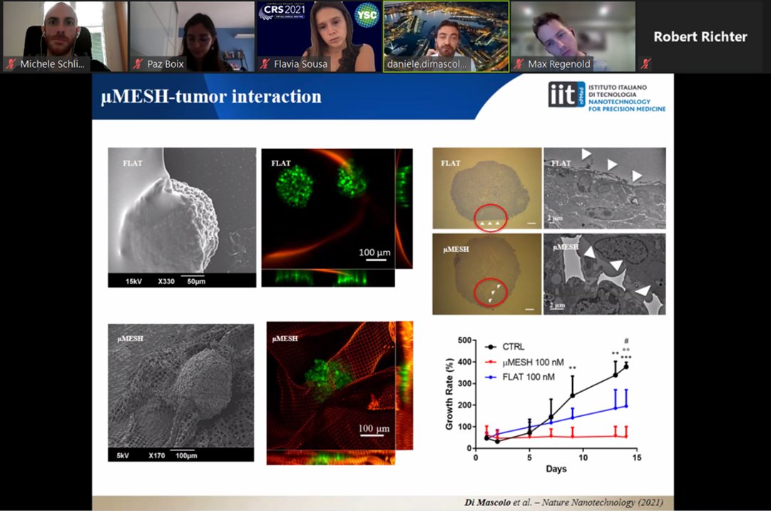MicSchlich's tweet photo. Now live at @CRS_YSC session! Daniele Di Mascolo from @IITalk sharing the amazing results of his #micromesh to eradicate #glioblastoma @DanDiMascolo @LisaPalange @pgdecuzzi @CRSScience https://t.co/hhVzwcJH97