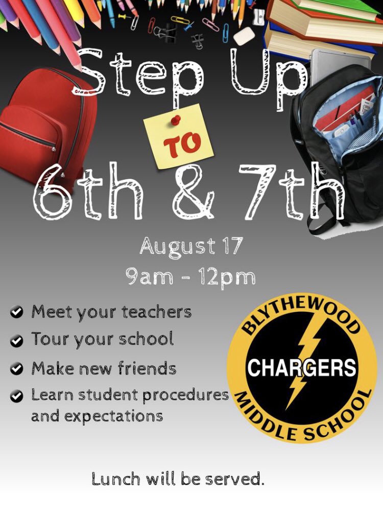 Greetings Chargers Families,
Please find attached, a copy of the 2021-2022 <a href="/BMSatRSD2/">Blythewood Middle</a> School Supply List, &amp; important events!  See you soon!  Go Chargers!