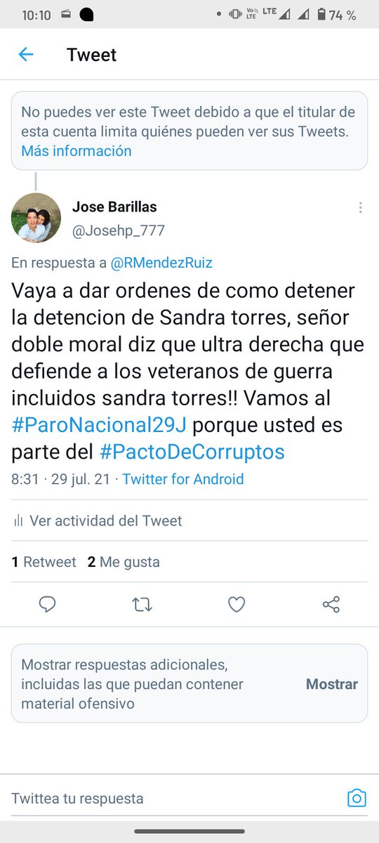 Josehp_777's tweet photo. Adivinen quien me bloqueo y solo un tweet le puse hahahaha #RenunciaGiammattei #ParoNacional29J es triste señor hahaha por si le pueden decir que si tenia razon hahahaa https://t.co/KnDik2D1vZ