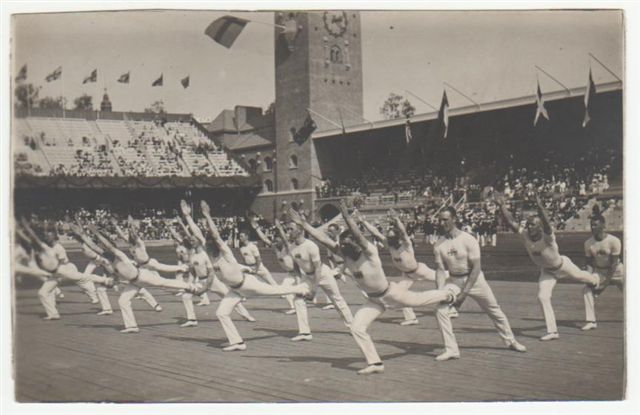 Sportspages's tweet photo. Is it safe to say gymnastics has evolved from the 1912 Stockholm Olympics (the then Swedish gymnastics team seen here)? #Tokyo2020 https://t.co/Y7wyVY8IaW