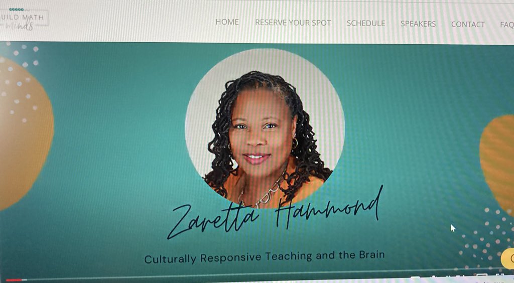 HarpMaree's tweet image. Just attended the keynote session with Zaretta Hammond: Culturally Responsive Teaching and the Brain at BuildMathMinds online. Awesome!  @BuildMathMinds @Ready4rigor #buildmathminds21