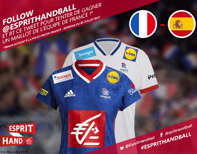 EspritHandball's tweet photo. #VousEtreUtile 
C'est parti ! 
A l'occasion de ce #FRAESP qui s'annonce palpitant demain, tentez de remporter le maillot de l'équipe de France : Follow + RT pour participer ! 
#EspritHandball https://t.co/XLgJ1tWaFz