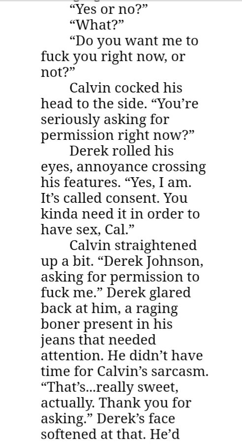 tambroseauthor's tweet photo. I just saw a tweet about consent and it reminded me of something I wrote the other day in my WIP.
Derek and Calvin have my whole heart ๐ฅบโค
#WorkingThePole #gayeroticromance #writing #amwriting #WritingCommunity https://t.co/5JBzU3tQ2f