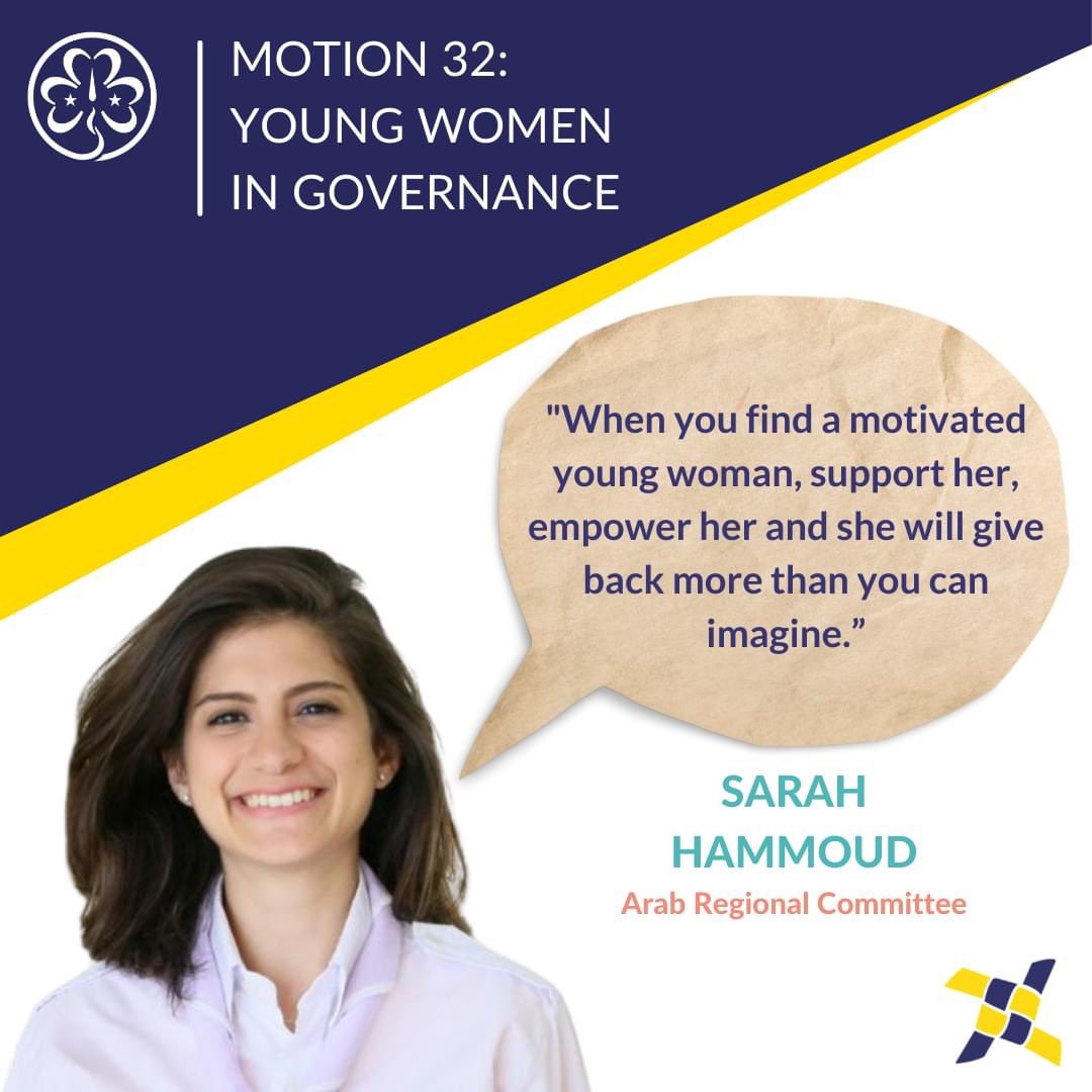 wagggsworld's tweet photo. Sarah’s path to the Arab Regional Committee began when she went to a WAGGGS seminar.

After seeing “the whole world in one room”, Sarah realised she wanted to make decisions at the highest possible level.

Read her story 👉 https://t.co/95qJiIjJu2

#Motion32 https://t.co/3ATKdzySjL