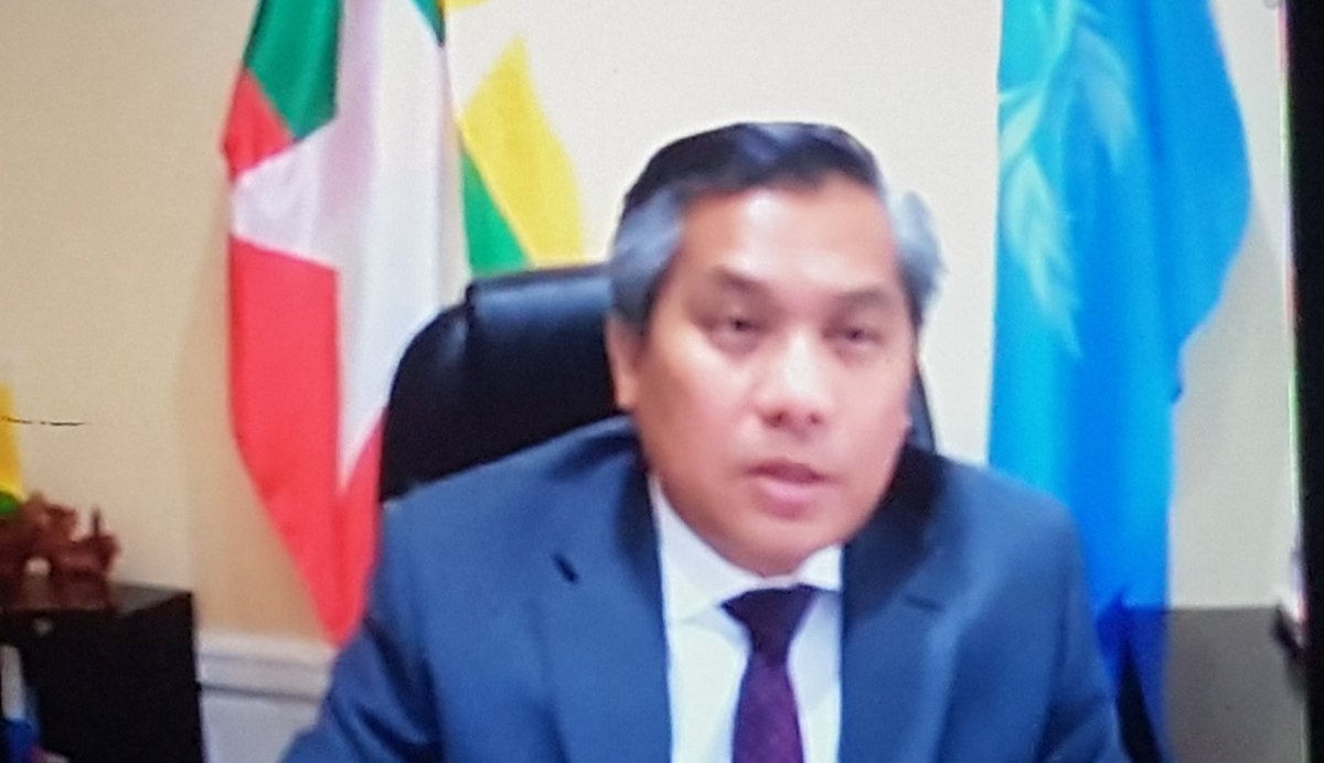 MayWongST's tweet photo. #Myanmar #UN representative @KyawTun62907405 says #military "operating in its own twisted reality" 6 months into #coup. Adds "time is of the essence" to save lives in Myanmar". Adds people "disappointed with lack of progress" with @ASEAN 5-point consensus #WhatsHappeninglnMyanmar https://t.co/sDaigEJpi7