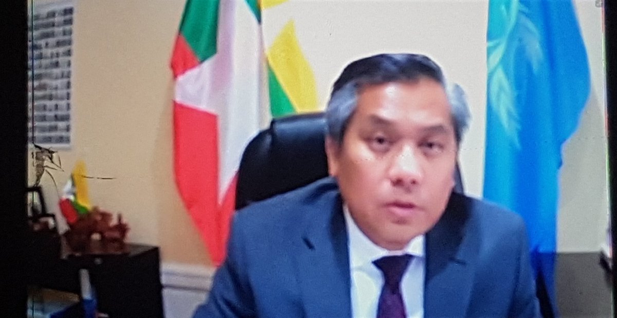 MayWongST's tweet photo. #Myanmar #UN representative @KyawTun62907405 says #military "operating in its own twisted reality" 6 months into #coup. Adds "time is of the essence" to save lives in Myanmar". Adds people "disappointed with lack of progress" with @ASEAN 5-point consensus #WhatsHappeninglnMyanmar https://t.co/sDaigEJpi7