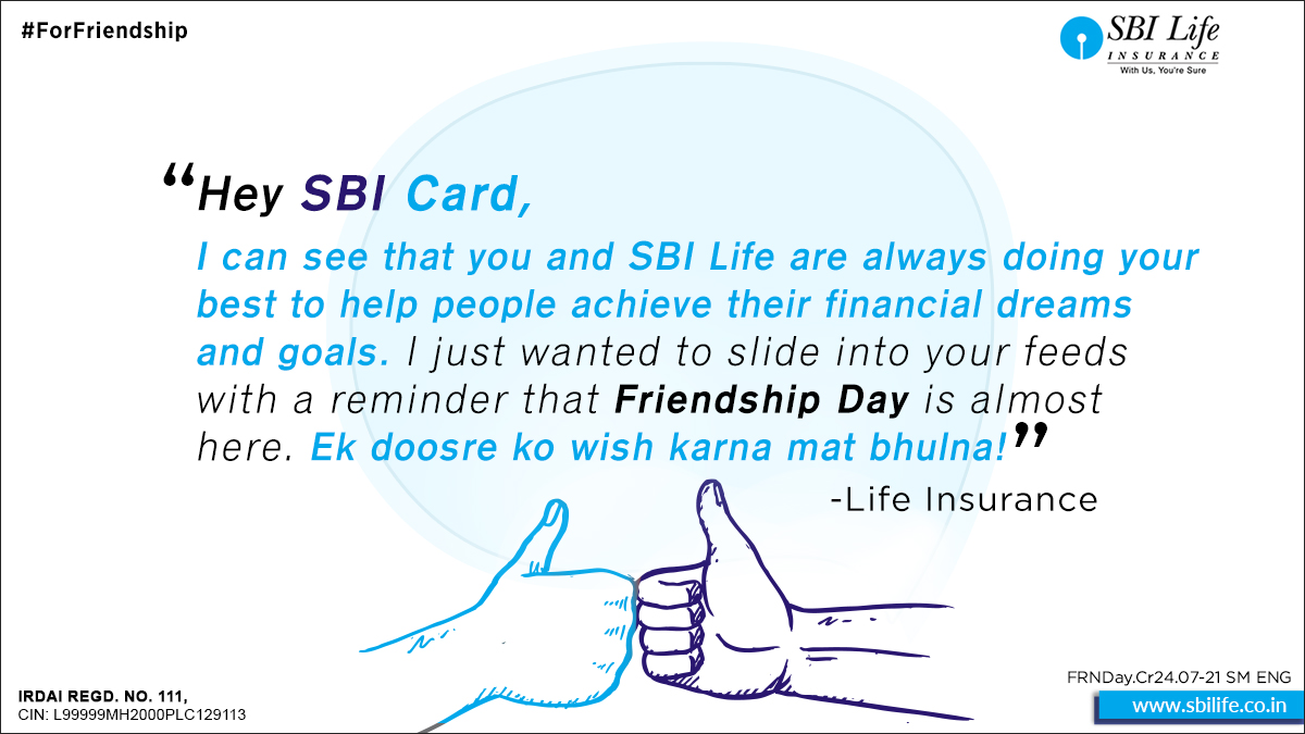 SBILife's tweet image. Hey there @SBICard_Connect, here’s to our glorious goal of making people's financial dreams come true. Happy Friendship Day in advance! #ForFriendship