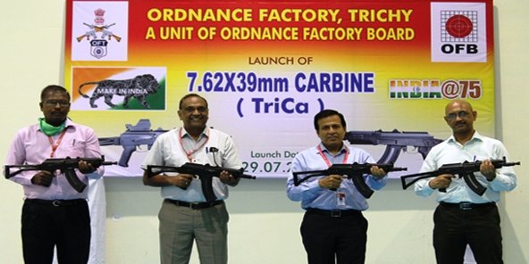 Jammu & Kashmir News 🇮🇳 on Twitter: "OFB TRICHY Launches 7.62X39mm Carbine  (#TriCa), developed through in house R&D of Ordnance Factory  Tiruchirappalli -TriCa is a lighter and compact weapon. TriCa is designed