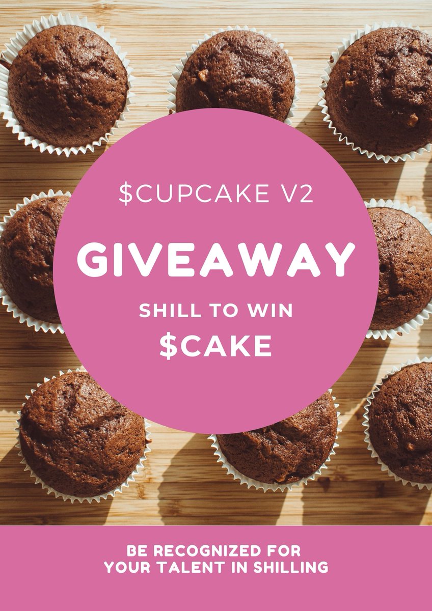 CUPCAKEBSC's tweet photo. 🧁Cupcake v2 bakery opening🧁

Fair Launch: Friday 30th July 18:30 UTC

We’re giving away 4x 10 CAKE to the best FOUR $CUPCAKE Shillers !! So get your piping bag ready and don’t forget to add extra sprinkles! 

Must send proof via Twitter DM.

TG: @cupcakecoin_io https://t.co/ty6HyZYp1F