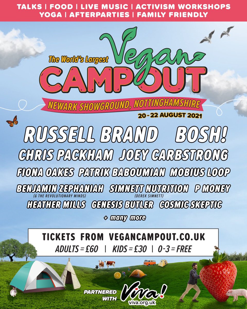 3 weeks to go until VCO 2021! ⛺️

Coming to hang with us? We’re having an ETHCS area with DJ sets and beanbags to chill on. 💃🏽🕺🏿

There’s only 50 tickets left so come and be a part of the most iconic event in vegan history. 

Tickets sold out by Saturday: vegancampout.gigantic.com