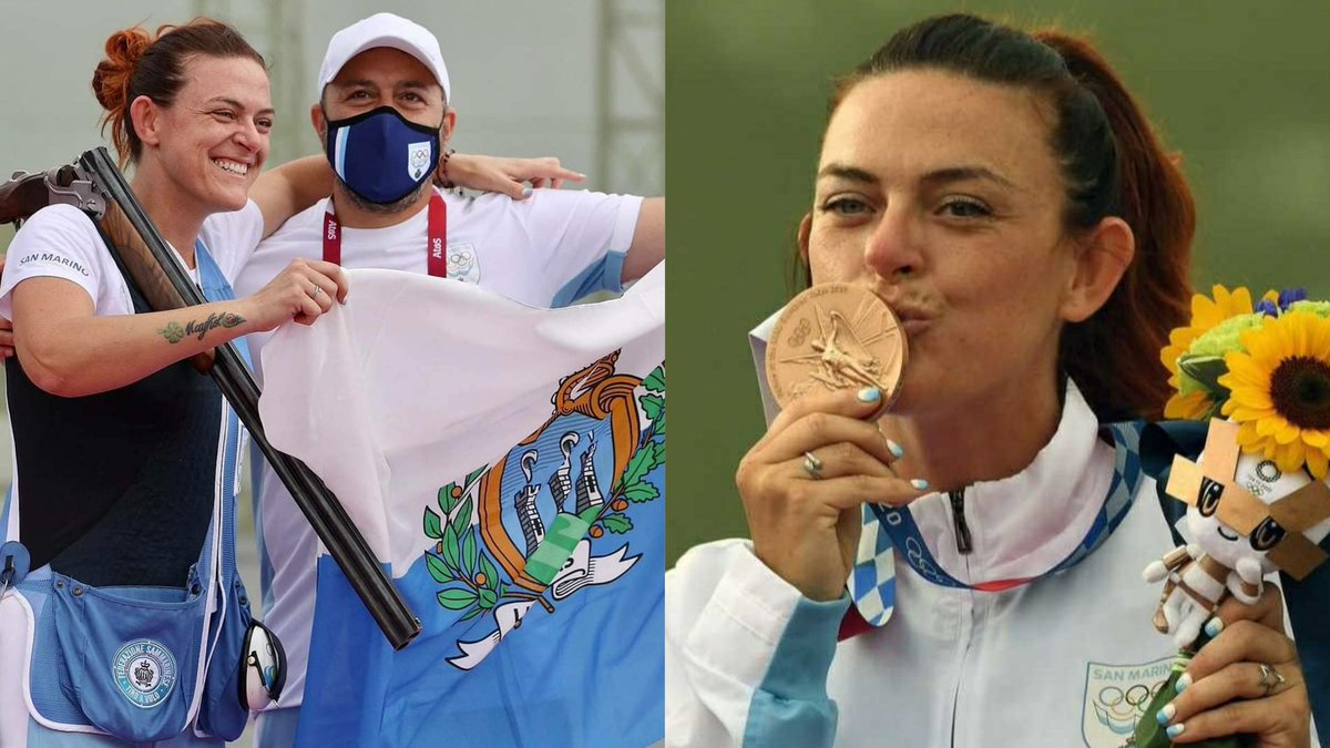 LevatoIvan's tweet photo. #JuegosOlímpicos
🇸🇲#AlessandraPerilli
a sus 33 años, 
en sus 3ros #JJOO 🔥 en fila,
es la 1ra atleta que logra
una medalla en la historia
de #SanMarino 🇸🇲
➡️Desplaza a #Bermudas 🇧🇲
como el país menos poblado en ganar una presea olímpica

🇯🇵Tokyo21
🔫Tiro Fosa Fem
🥉A.Perilli
#SMR https://t.co/vPAYvmSrQ8