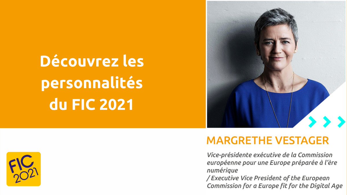 Marghrete Vestager, VP exec. de l' <a href="/EU_Commission/">European Commission</a> "Pour une Europe préparée au #numérique", interviendra au #FIC2021.

Mercredi 8⃣ septembre à <a href="/LilleGrandPalai/">Lille Grand Palais</a>
forum-fic.com
#cybersecurity #tech