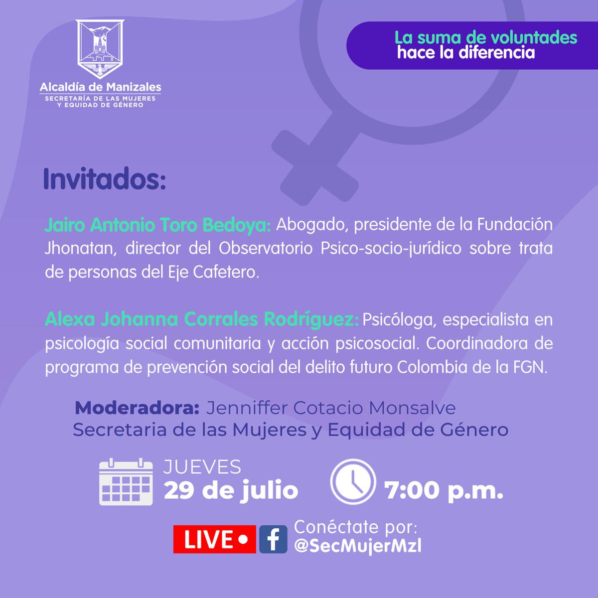 crmenores's tweet photo. Asiste a este gran conversatorio de la PREVENCION DE TRATA DE PERSONAS. Día mundial de la trata de personas
#AlcaldíadeManizales
#SecretaríaDeGobierno
#CentroDeRecepciónDeMenores
#ProgramaTrataDePersonas https://t.co/YFgIqtfJef