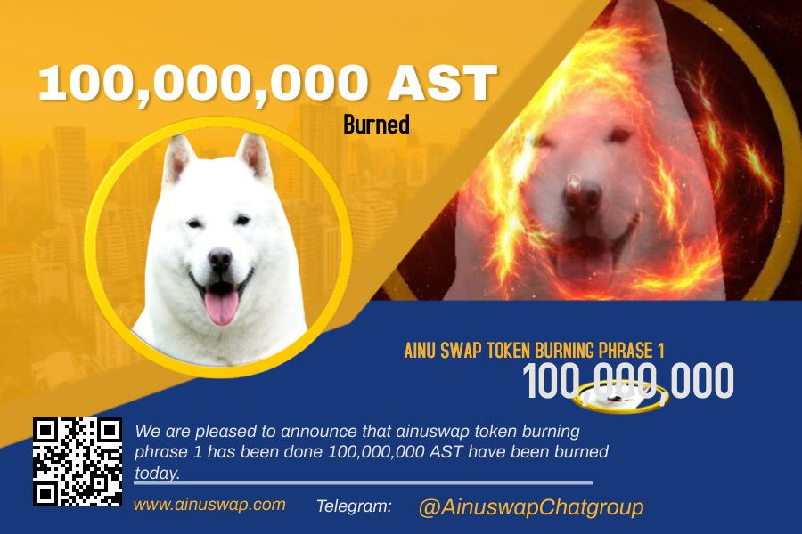 SwapAinuToken's tweet image. AINU SWAP TOKEN BURNING PHASE ONE COMPLETED 
One step ahead with accountable and transparency team this is just   the beginning of victory 

check the confirmation link👉🏽bscscan.com/tx/0x545c44e36…

🔥🔥😍😍

#Ainuswaptokenforfinancialfreedom
