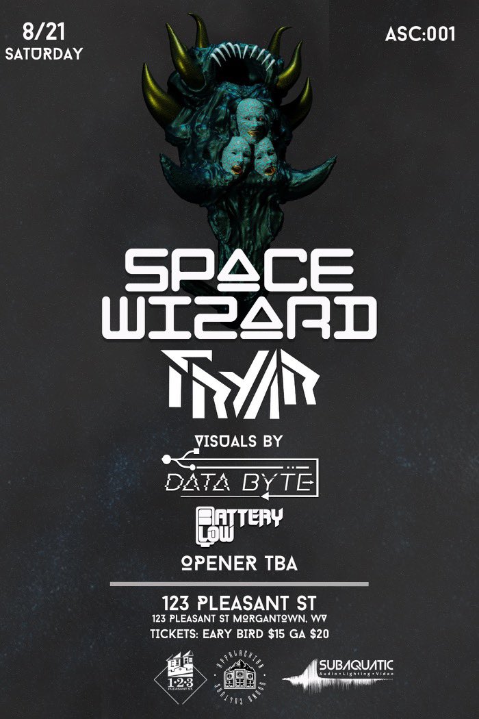 We are pleased to announce ASC:001 with the sounds of <a href="/space__wizard/">space wizard</a> headlining at <a href="/123pleasant/">123 Pleasant Street</a> with direct support from the noise of @FryarMusic brain melting visuals being provided by the legend <a href="/DATA_BYTE_/">𒉭</a> and the recharge from <a href="/BatteryLow__/">Dylan Miranda</a> to kick it all off 🔊