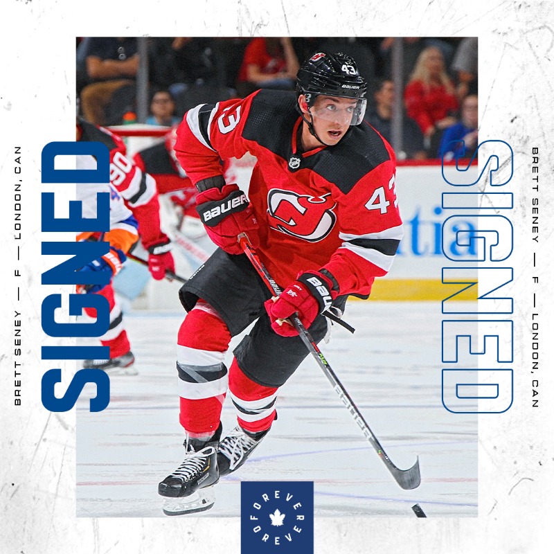 MapleLeafs's tweet photo. Two new additions 🔵⚪️

🖊 We’ve signed forwards Mike Amadio and Brett Seney to one-year, two-way contracts. #LeafsForever