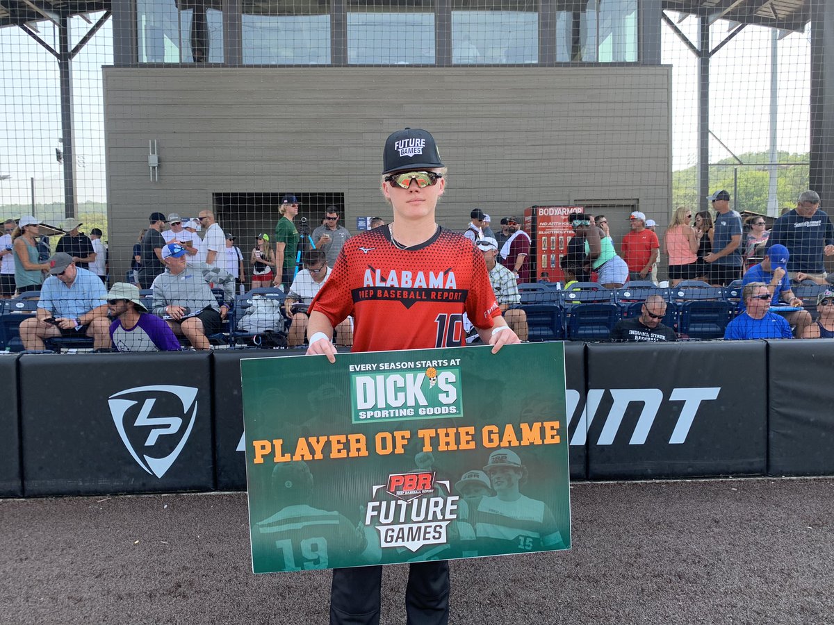 Team Alabama vs. Team Kentucky

🏅Tait Nunnally from Team @PBR_Alabama is your <a href="/DICKS/">DICK'S Sporting Goods</a> Sporting Goods Player of the Game.👏

Nunnally went 2-for-3 with an RBI and 2 doubles. #PBRFG21