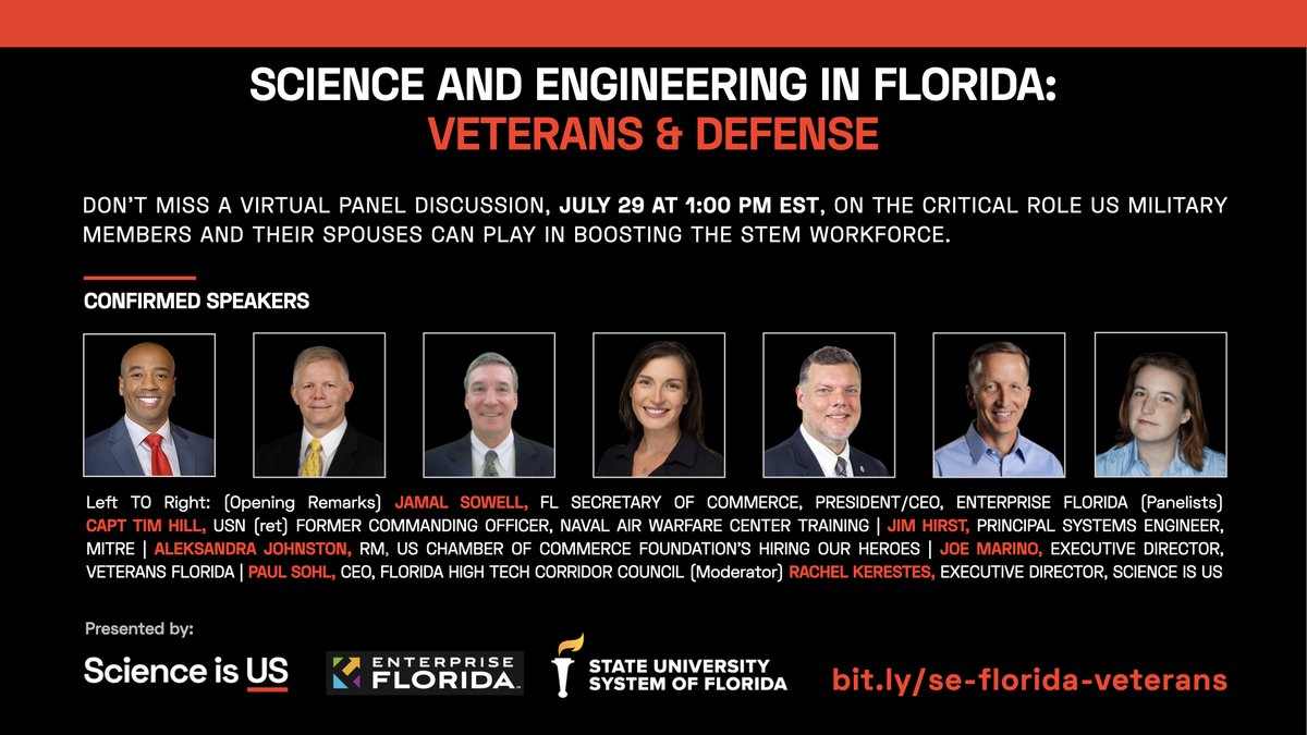 anporter_'s tweet image. Curious about how to leverage the experiences of our veterans, enlisted personnel and military spouses into careers in science and engineering? Listen to our virtual discussion NOW! Register here: bit.ly/florida-se-vet… #scienceisus #STEMworkforce