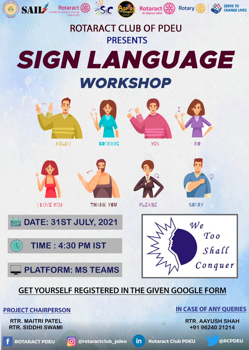 RCPDEU's tweet photo. Join us to learn Indian sign language ! 💫
Register yourself from the link below : 
https://t.co/OUXFkblRzw

#TransformingEducation
#RotaryInternational
#SteppingAheadTogether https://t.co/nWXm7sRynN