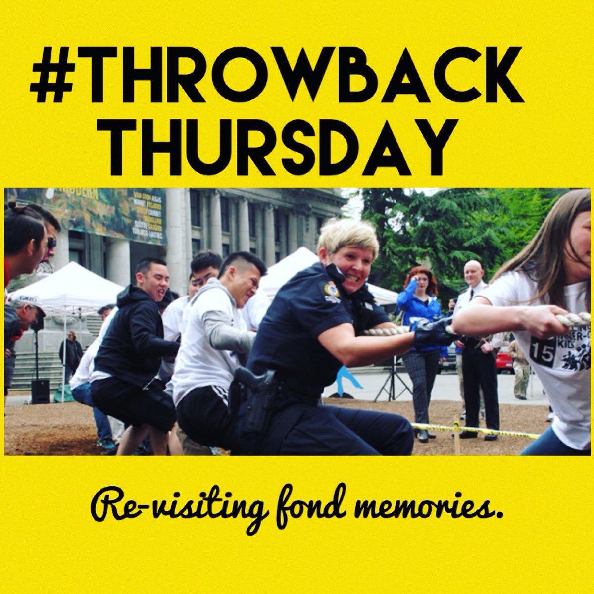 #ThrowbackThursday #TBT - School Liaison Officer, Sgt. Vance, joining the tug-of-war with local students to fundraise for CLICK (Contributing to the Lives of Inner City Kids). #GoTeam #PullingTogether @VPDRecruiting