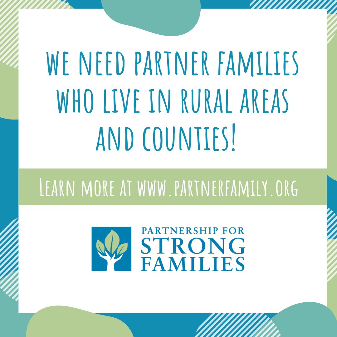 We have a special need for Partner families from our rural counties! Fostering could be a great opportunity for your family to have a positive impact on your community. 

To learn more about foster care, visit our website at partnerfamily.org! #FosterCareImpact