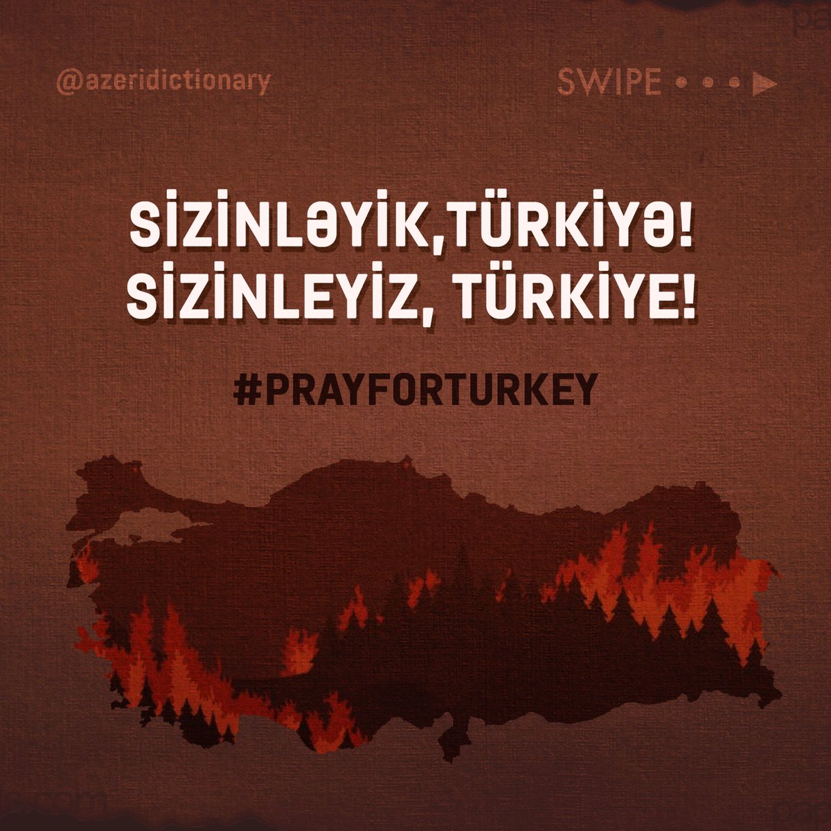 azeridictionary's tweet photo. Sizinləyik, Türkiyə! #sizinleyizTürkiye 🇹🇷🇦🇿 #TürkiyeYanıyor #PKKyaktı https://t.co/6CaQupowuW