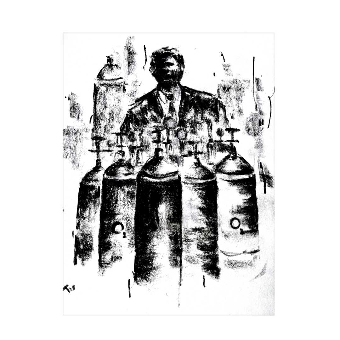 altlis's tweet photo. Title this! 
_____
July 2021
#Charcoal on paper.
#covid_19 #libya https://t.co/OdVXXP7BaI