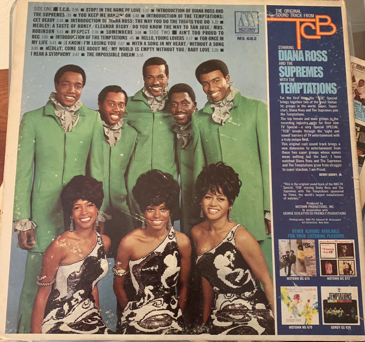 DadsAlbums's tweet image. I think TCB stood for Taking Care Of Business. Here it is in all its glory….  youtu.be/tXBAeq_mFXA @DianaRoss @thetemptations #Motown #vinylcommunity #records