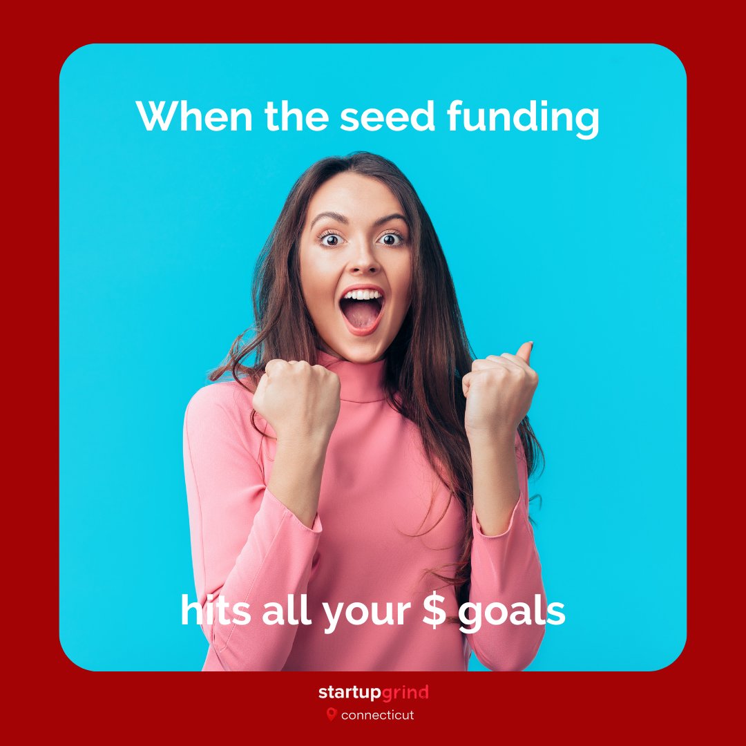 StartupGrindCT's tweet photo. (cont.) secure additional funding. Companies that are first starting out may have limited access to funding sources. That’s why reaching #seedfund goals is a big win!  Do you know any startups that are crushing their $ goals, or need some advice?  #startupgrindct #seedmoney https://t.co/txse43da3O