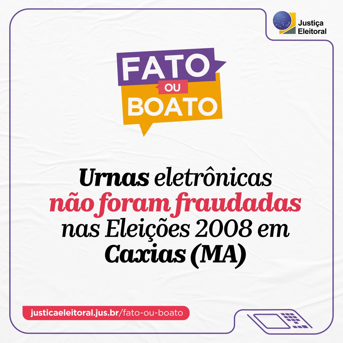 Para investigar o boato criado em 2008, a <a href="/policiafederal/">Polícia Federal</a> periciou as 10 urnas eletrônicas supostamente violadas e descartou violação física e adulteração dos programas instalados no aparelho, assim como a presença de arquivos contaminados por vírus: bit.ly/FatoOuBoato-Ca…