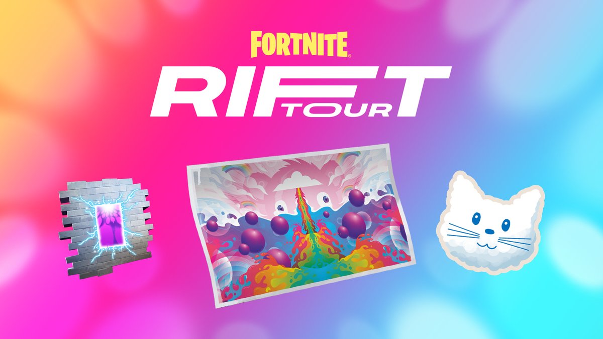 Fortnite's tweet photo. How do you get ready for a musical experience like no other? With some free quests. 

Complete the first wave of Rift Tour quests to unlock the Cosmic Cuddles Loading Screen and more! https://t.co/cTk2j5b4iI