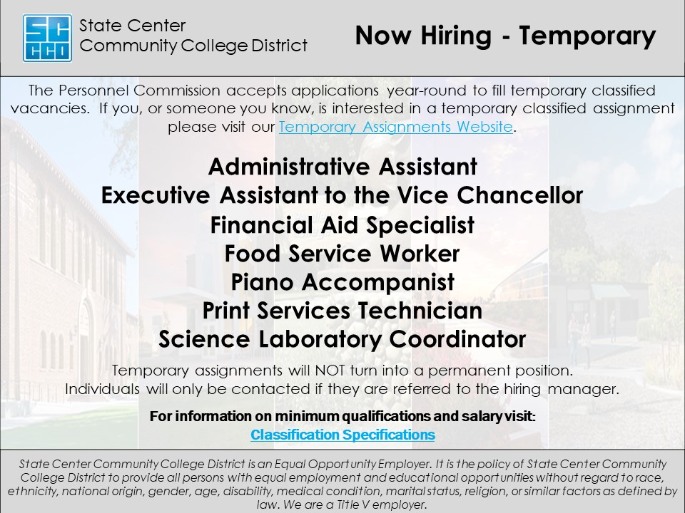 Currently recruiting for the following temporary positions:
Visit: schooljobs.com/careers/scccd/… for additional information and how to apply. For information on minimum qualifications and salary visit: schooljobs.com/careers/scccd/… #titleix #temporaryjobs #scccdcareers #experienceopportunity