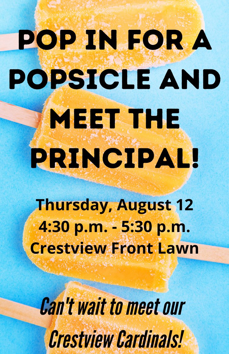 Cardinals, come out to meet your new principal! It’s going to be a great school year!!