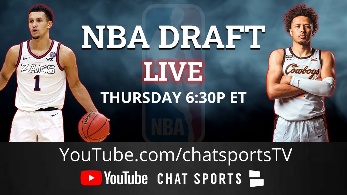 ChatSports's tweet image. 2021 NBA Draft LIVE now on YouTube

Chat Sports hosts Harrison Graham &amp;amp; Chase Senior bring you the most-watched broadcast on the internet of tonight's draft

Watch w/ @HGrahamNFL @Chase_Senior &amp;amp; @SamBrownCS 

youtube.com/watch?v=Zv3aYx… 

#NBADraft #NBA