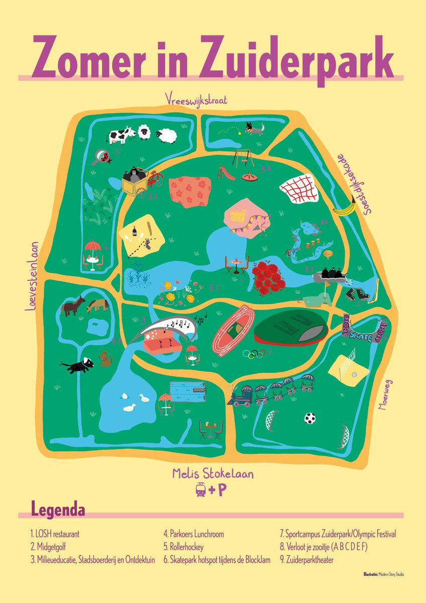 Niet alleen op ons eiland is het vakantie, maar in het hele #Zuiderpark #DenHaag 🌳⛺🦆 Ontdek ook al onze leuke buren met deze mooie plattegrond!