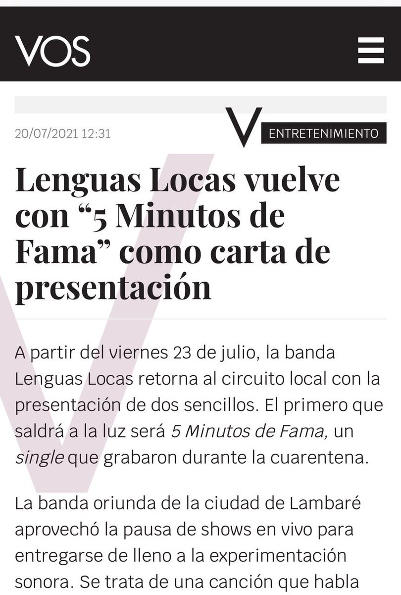 LenguasLocasPy's tweet photo. Repercusiones de "5 Minutos de Fama" en los medios locales https://t.co/iRCZ1qmYSS