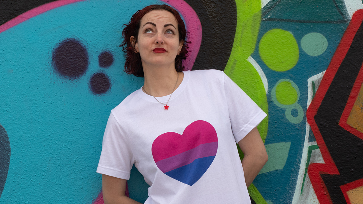 Looking for something cute to show your identity? Our Pride Flag Heart tees fit the bill perfectly. 
#bisexual #lgbtfashion #tshirt 
therainbowstores.com/collections/t-…