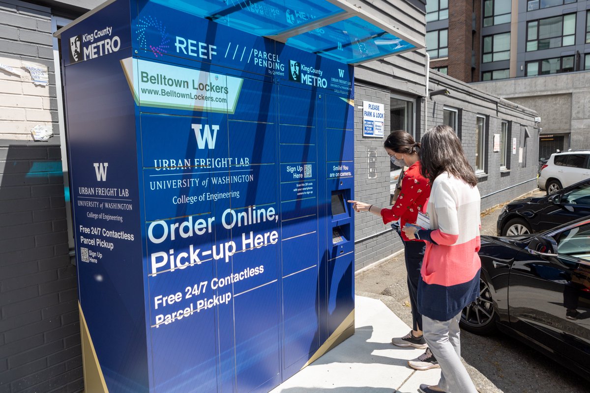 KingCountyMetro's tweet photo. This zero-emission last-mile delivery pilot from the Urban Freight Lab at University of Washington is working to improve how people receive deliveries while reducing impact to the environment. 📦⚡️

Learn about Seattle Neighborhood Delivery Hub https://t.co/dZ7GXf0lVq @SCTLCenter https://t.co/DIcvOAu44o