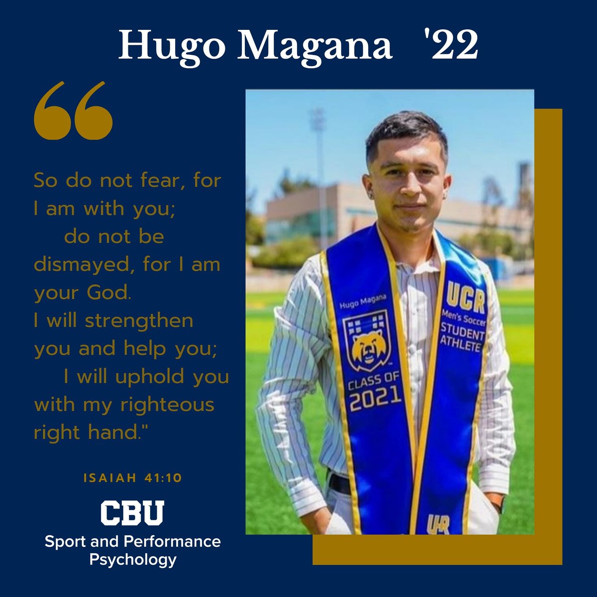 CbuSpp's tweet photo. SIGNED| Joining the CBU SPP Class of 2022 is Hugo Magana from Lamont, CA.
Hugo is a graduate of the University of California Riverside.
Welcome to the CBU SPP Family Hugo!
#cbuspp #cbucbss #cbu #lanceup #livewithpurpose #sportpsychology #cbuspp22 https://t.co/oD2X7jj7o2