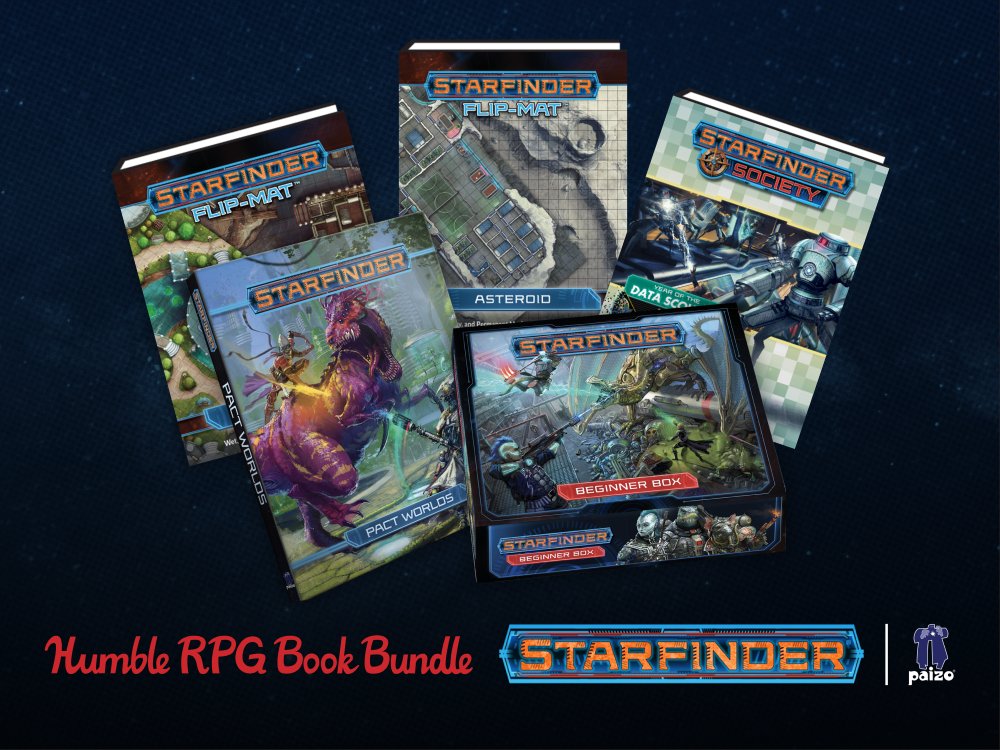We've teamed up with <a href="/humble/">Humble Bundle</a> to raise money for <a href="/Comicbooks4kids/">ComicBooks For Kids</a> with a #Starfinder book bundle! paizo.me/3i7vSlz
Pay what you want. Get awesome books. Support charity.
#RPG #TTRPG #StarfinderSociety #HumbleBundle #ComicBooks4Kids