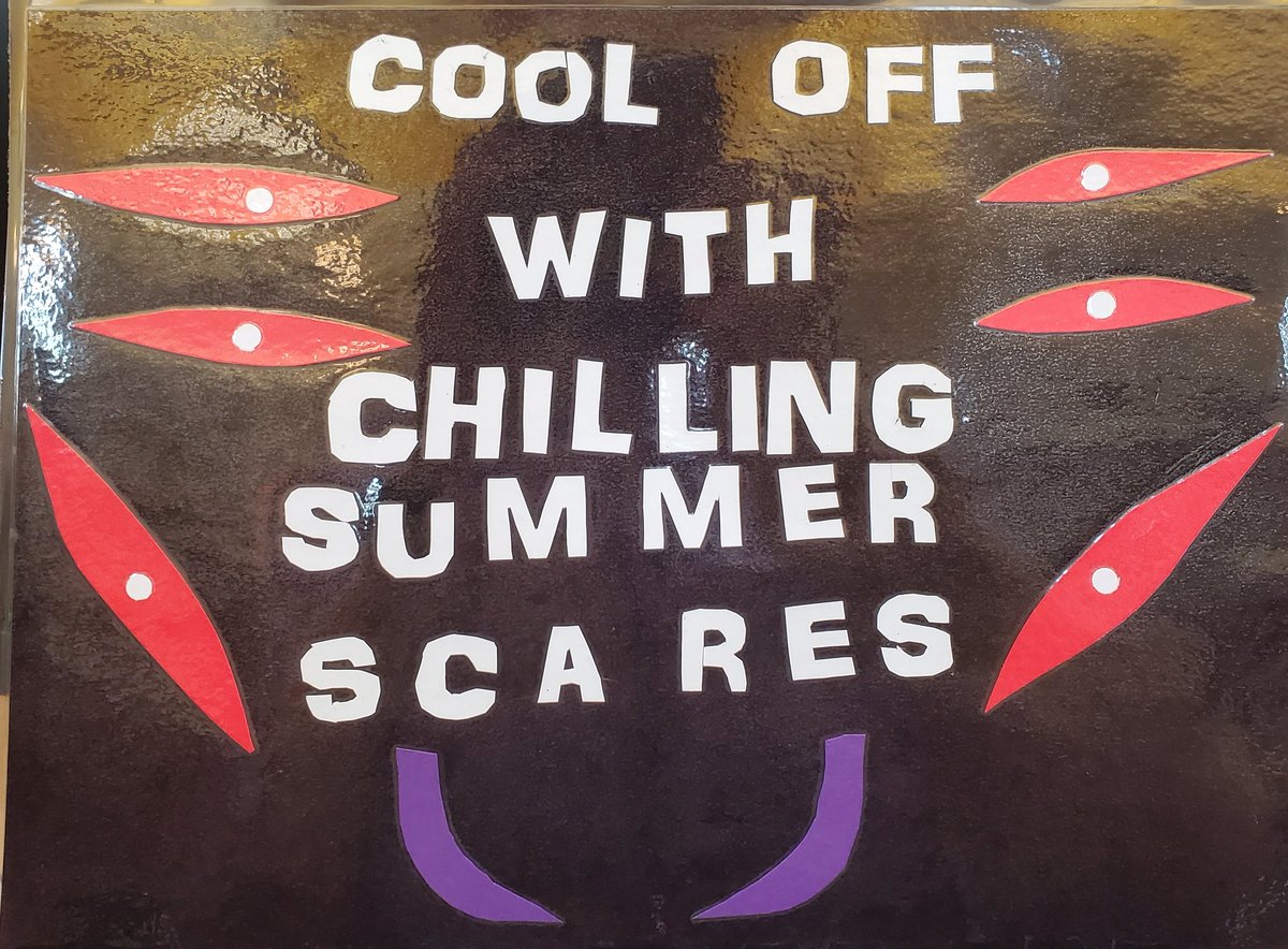 LibraryShellf's tweet photo. I think this is my favorite display sign I've made yet. Now to put together the display for August #librarycore #summerscares @SummerScares https://t.co/vFofHcR6IG