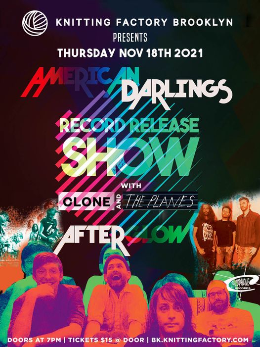 SHOW TIME! Since Jan 2011, we’ve enjoyed playing Knitting Factory Brooklyn &amp; now we’re super excited to announce Thurs Nov 18th, 2021 we’ll be performing our #recordreleaseshow for our #newalbum AFTERGLOW! DOORS AT 7pm Tix below #americandarlingsafterglow 
bk.knittingfactory.com/event/tw-event…
