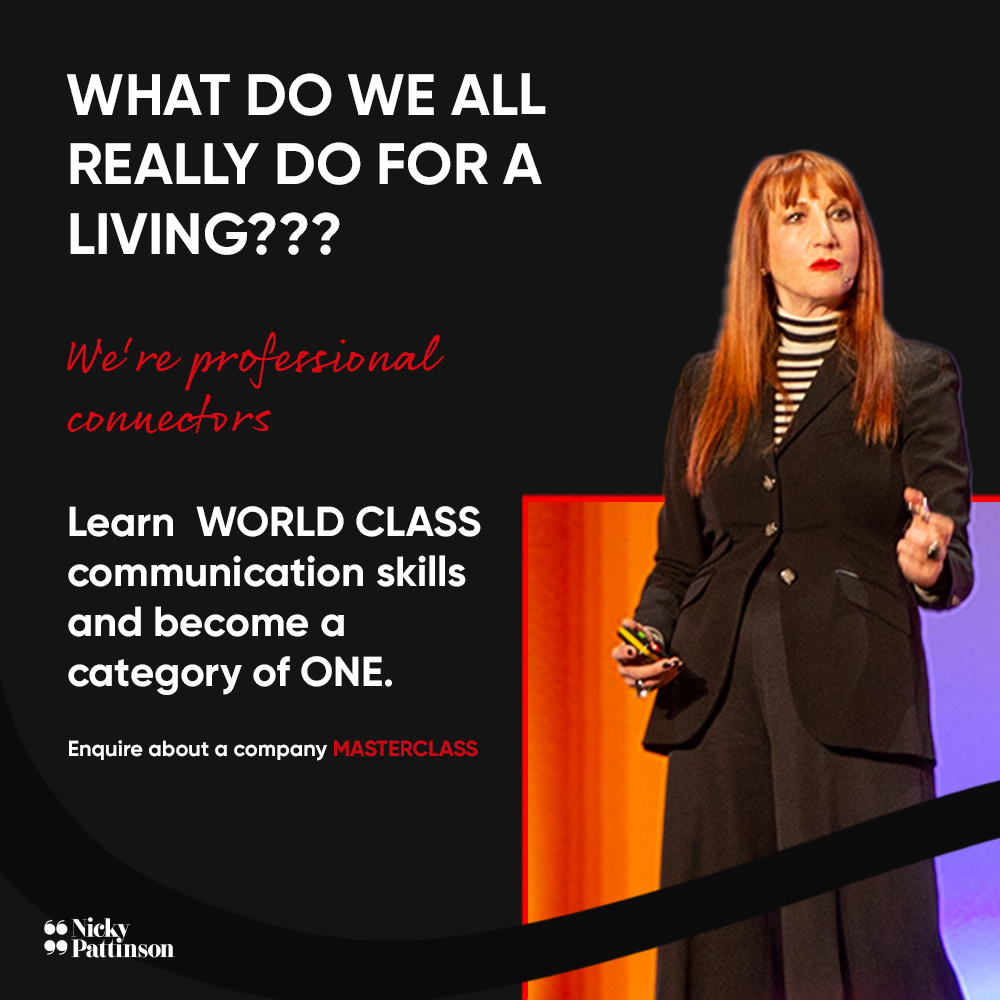 HiyaitsNicky's tweet image. What do we all REALLY do for a living ??? 
We’re professional connectors.
It’s you they buy – not what you do…
Learn WORLD CLASS communication skills and become
a category of ONE.
Enquire about a MASTERCLASS HERE d36.co/14BY5
#personaldevelopment #businessmasterclass