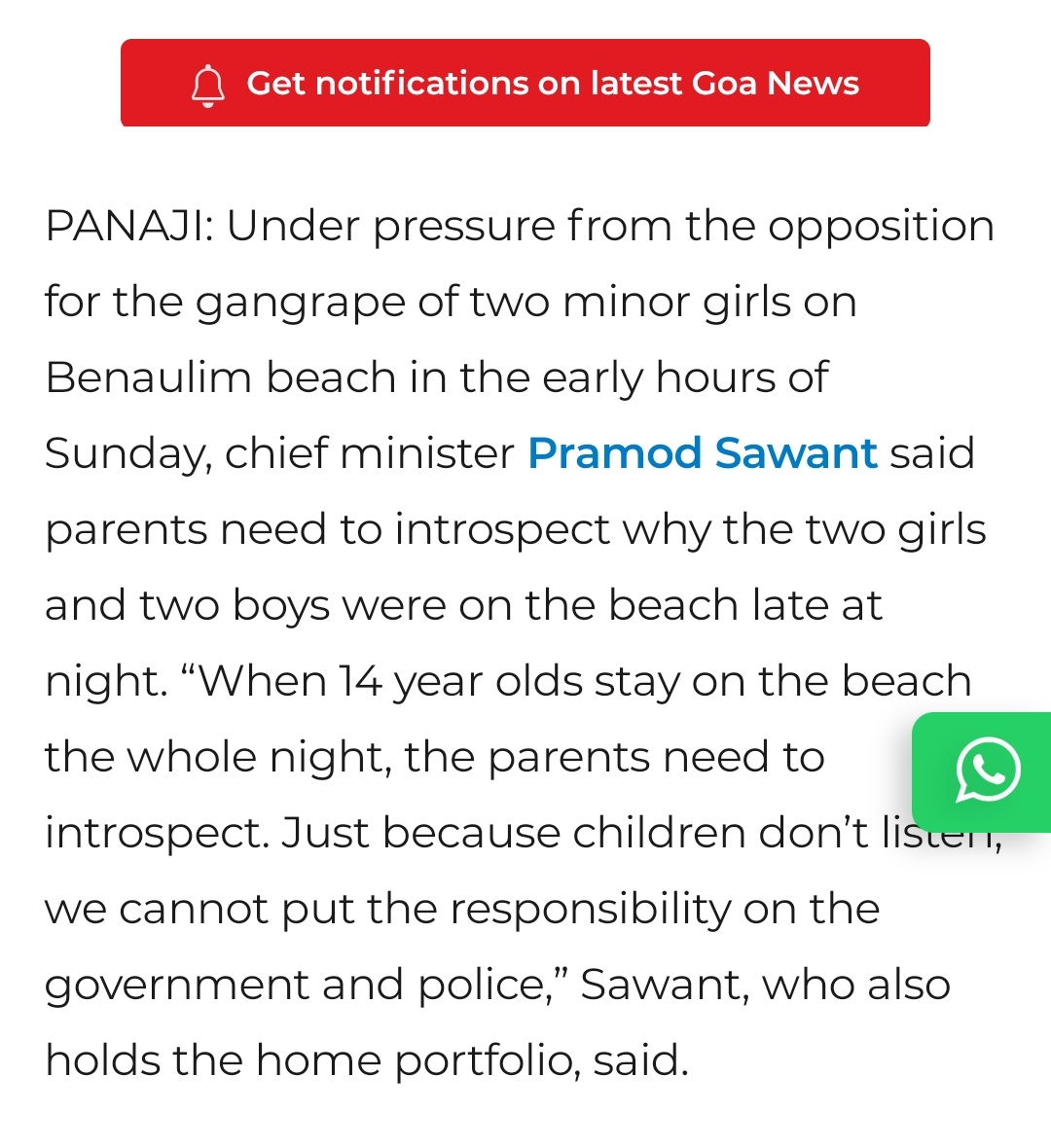 Excellent Point <a href="/goacm/">CMO Goa</a> 

I know mothers who gift condoms to their daughters for safety and when its unfortunately torn or out they blame the boy &amp; the society

When will parents be responsible ⁉️

At the same time <a href="/goacm/">CMO Goa</a> please make those beaches safer, even late midnight
