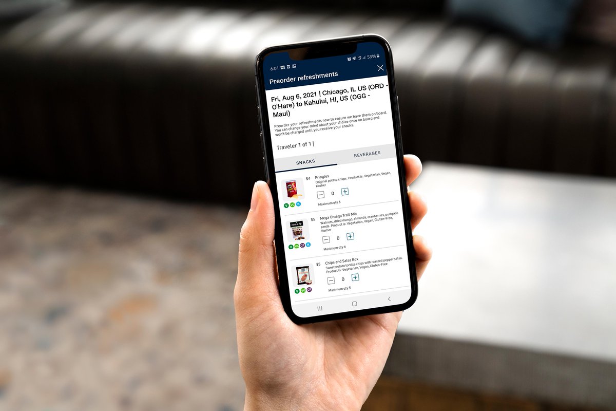 united's tweet photo. Mobile ordering 🤝 United flights. You can now use your United app to pre-order meals, snacks or drinks on select routes.

Here's how it works: ⬇️
1. Download the United app
2. Input your credit card info
3. Select your choices
4. Enjoy! 🥂
 
https://t.co/5rewZsrp05 https://t.co/LiIJwmesEB