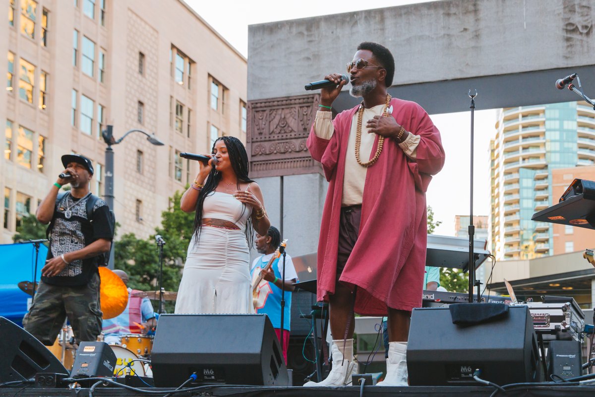 Digable Planet performing on the stage at Westlake Park.